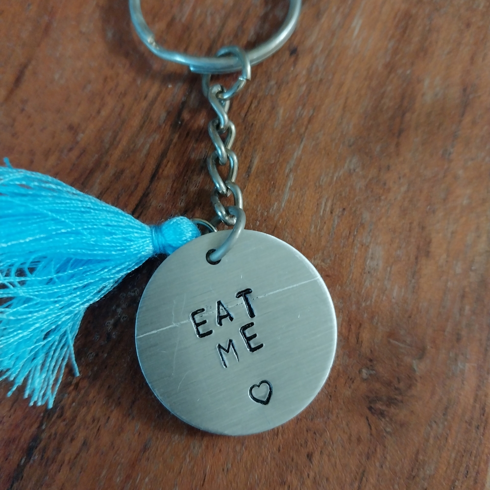 Silver Keychain with Blue Tassel